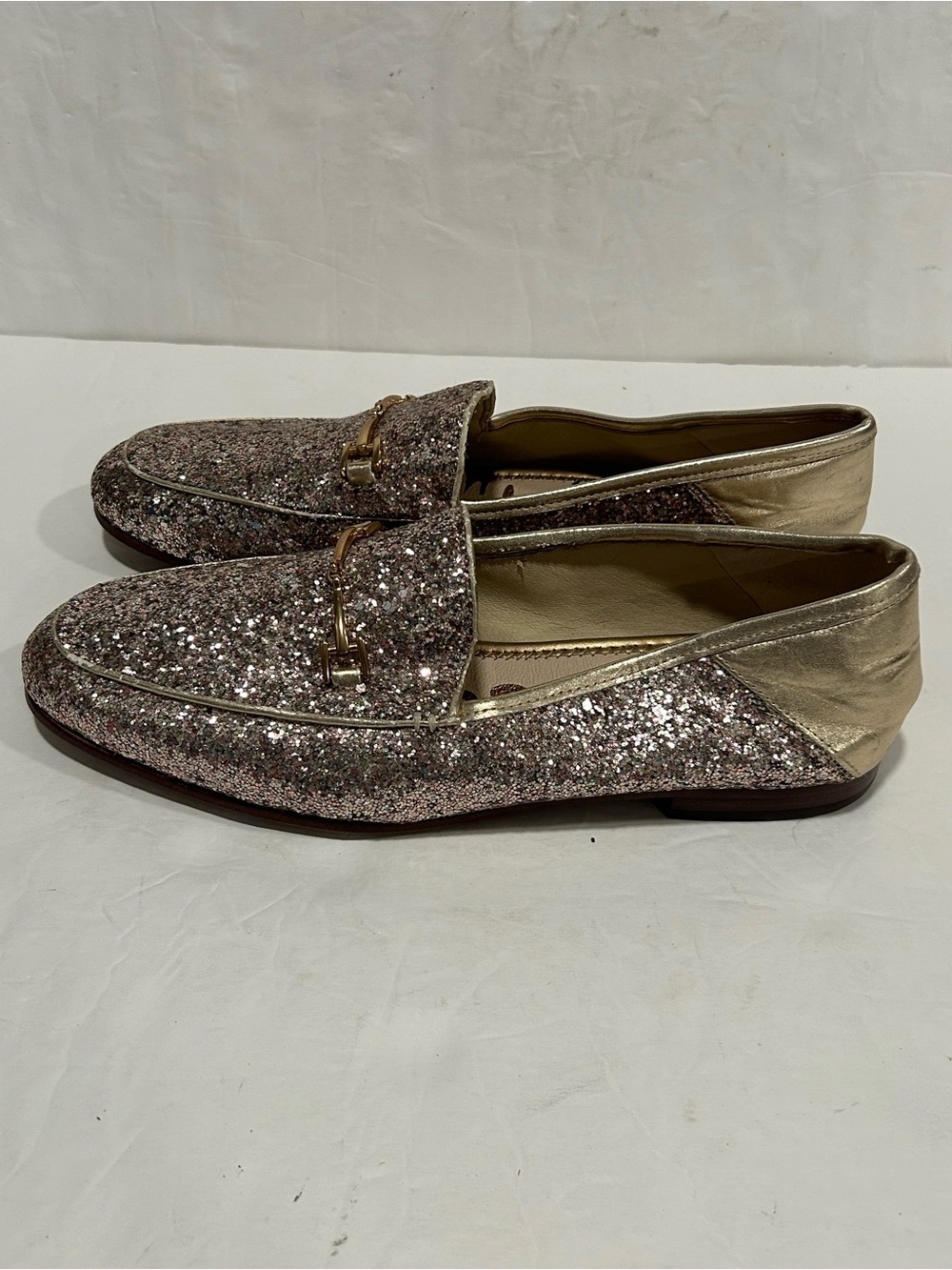 Sam Edelman Loraine Bit Loafer Molten Gold Chunky Glitter Flats Metallic 9.5W - Picture 5 of 10